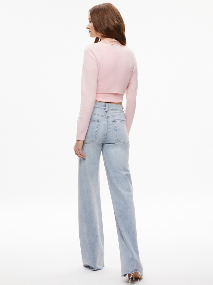 UMA LACE TRIM CARDIGAN - PETAL image 1 - Alice And Olivia