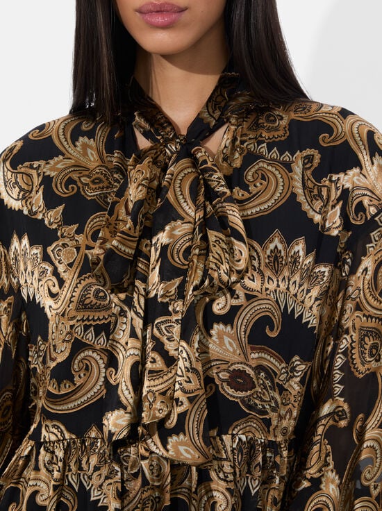 SPRING PAISLEY BLACK-OPAL TUNIC DRESS