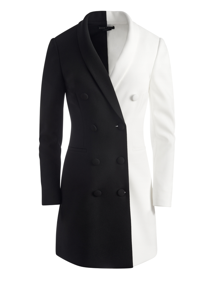 KYRIE COMBO TUXEDO DRESS - BLACK/OFF WHITE image 5 - Alice And Olivia