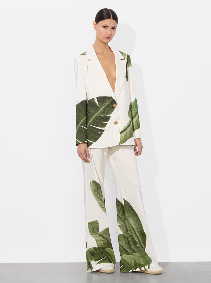 ELNA LINEN BLAZER - JUNGLE PALM OFF WHITE image 2 - Alice And Olivia