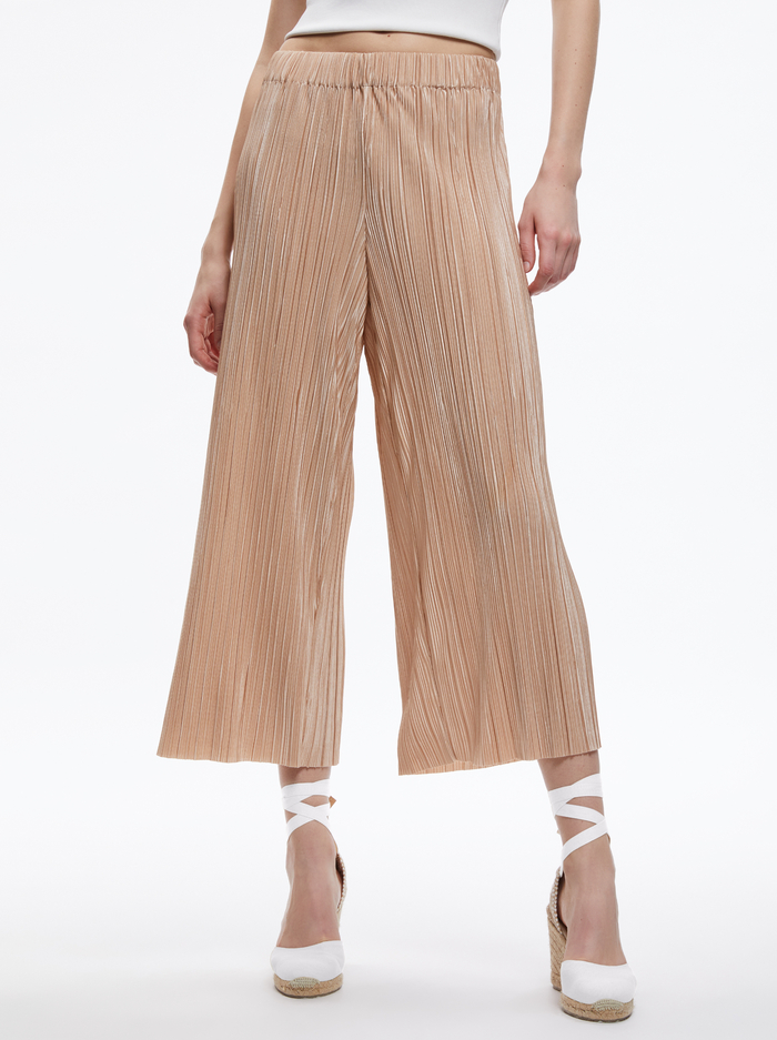 BENNY ELASTIC WAISTBAND ANKLE PANT - ALMOND - Alice And Olivia