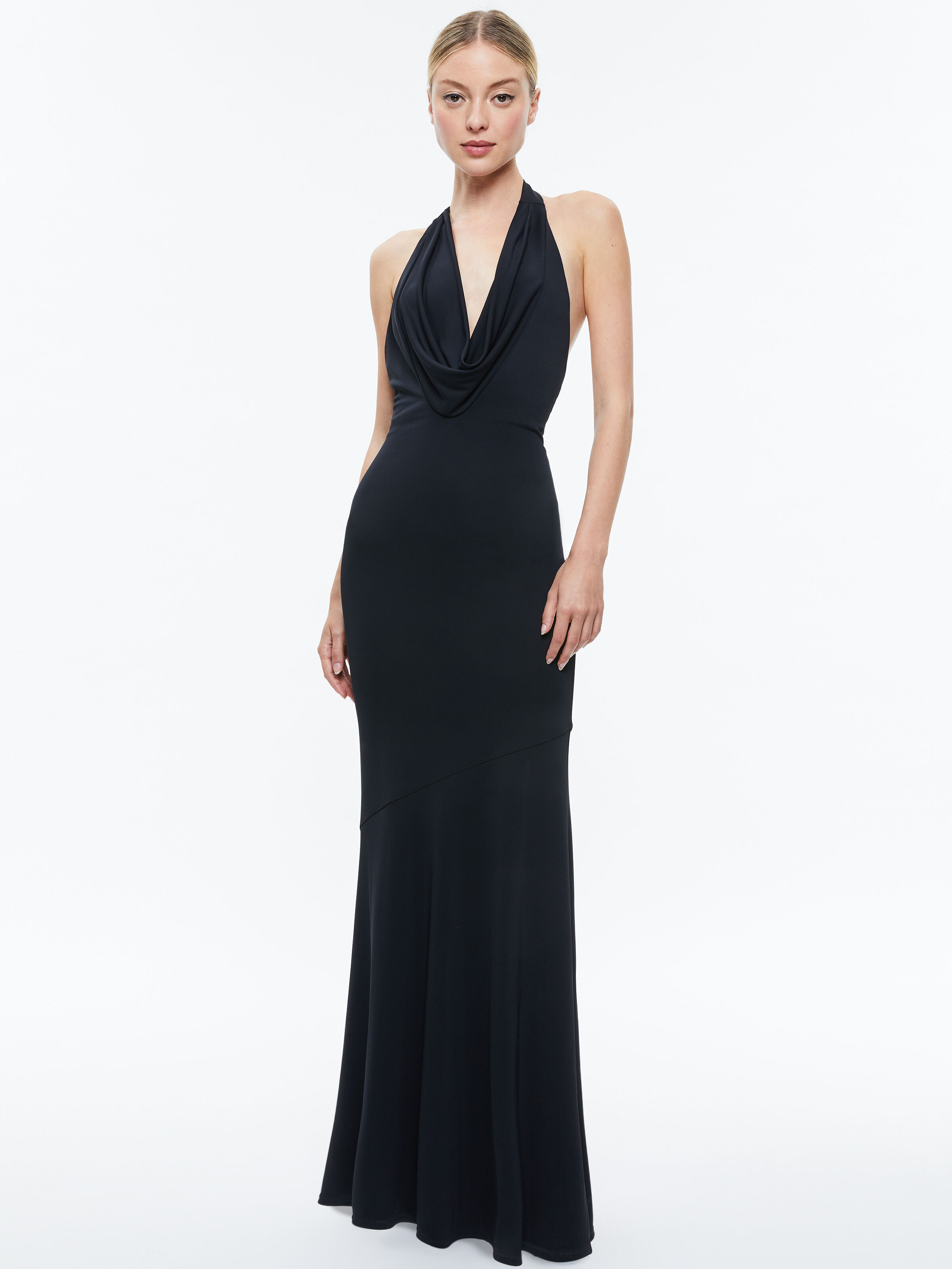 Dani Deep Cowl Maxi Dress In Black Alice Olivia