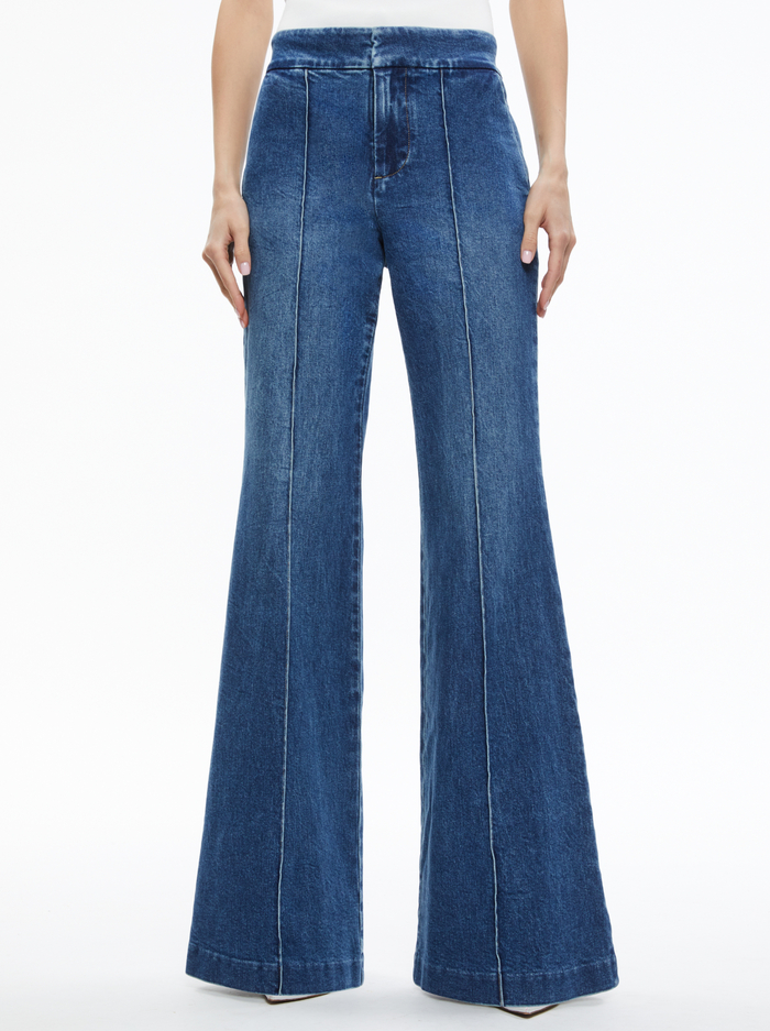DYLAN HIGH WAISTED WIDE LEG JEAN - TRUE BLUES - Alice And Olivia