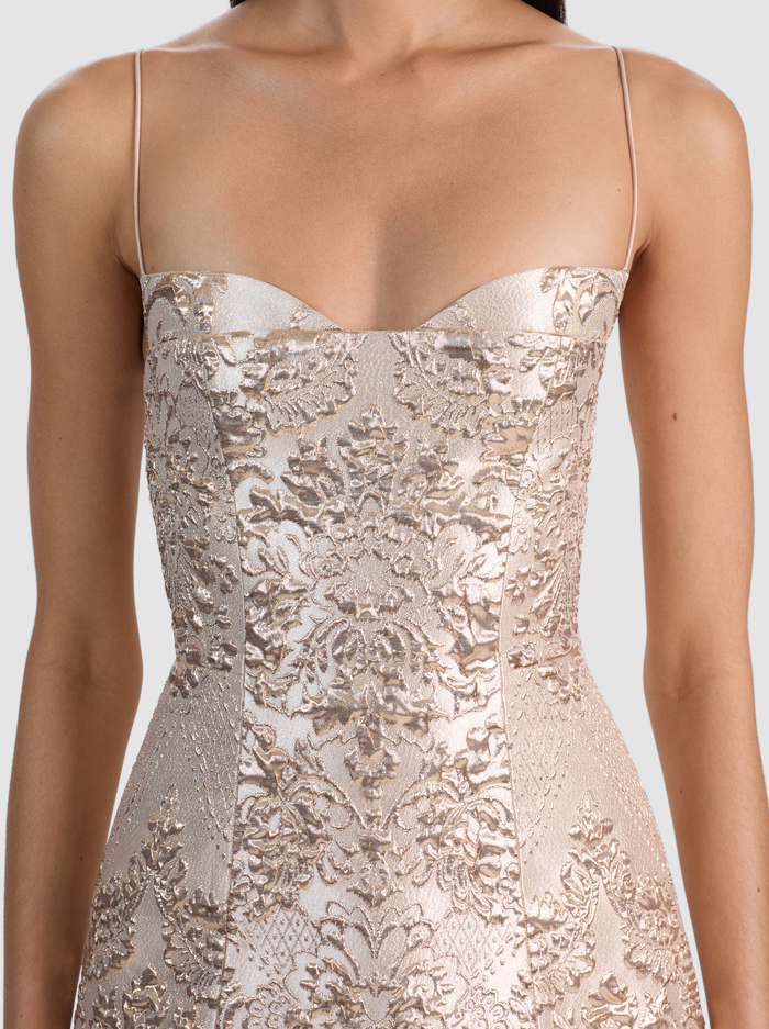 HALLIE PEEKABOO MINI DRESS - GOLD image 1 - ALICE + OLIVIA