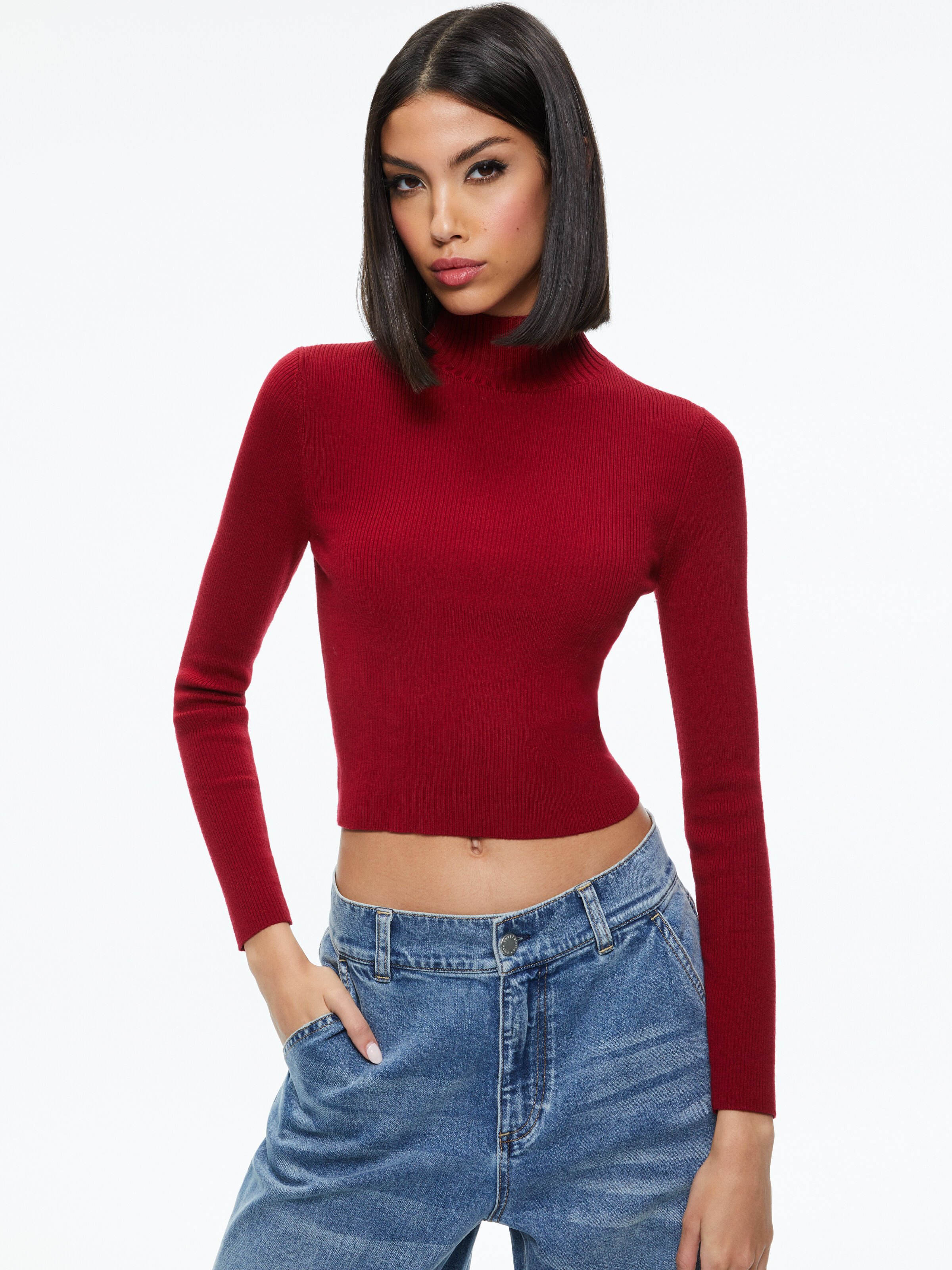Cropped mock neck new arrivals