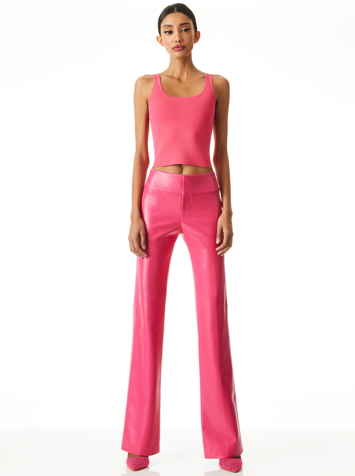 OLIVIA VEGAN LEATHER BOOTCUT PANT - WILD PINK image 2 - Alice And Olivia