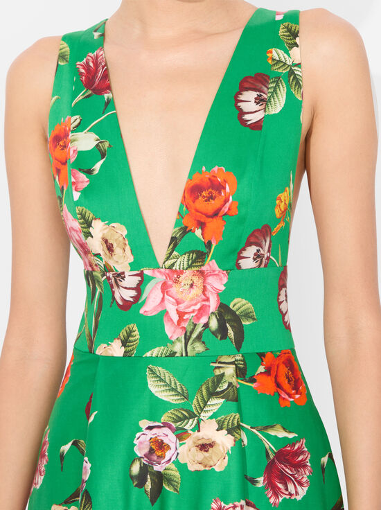 HAMPTONS FLORAL-LILA STRUCTURED MAXI DRESS