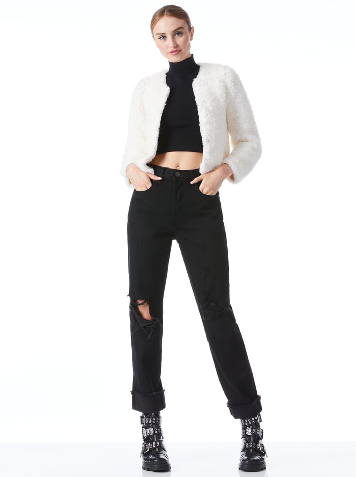 FAWN FAUX FUR JACKET - OFF WHITE image 2 - Alice And Olivia