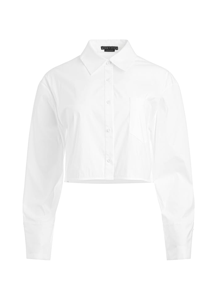 FINELY CROPPED BUTTON DOWN - OFF WHITE image 5 - Alice And Olivia