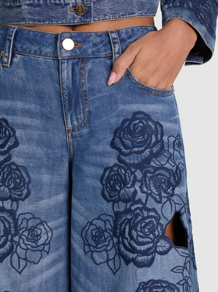 SIDNEY LASER-CUT JEAN - BROOKLYN BLUE image 3 - ALICE + OLIVIA