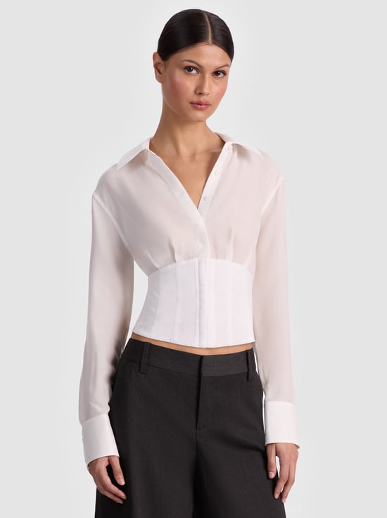 OFF WHITE-EDIE SEAMED CORSET BUTTON DOWN