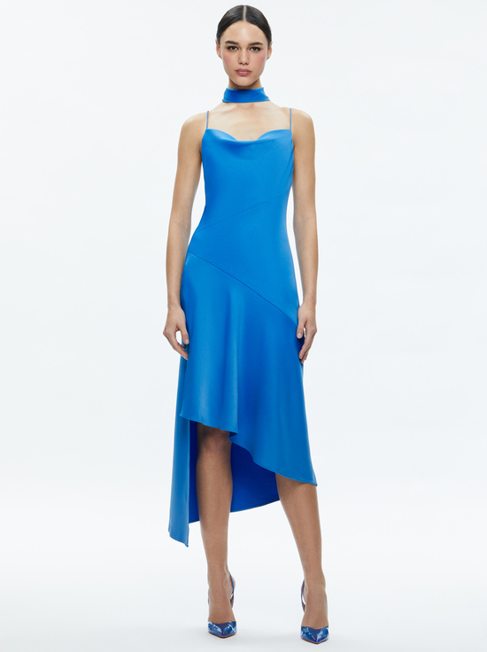 HARMONY ASYMMETRICAL SLIP SCARF DRESS in FRENCH BLUE | ALICE + OLIVIA HARMONY ASYMMETRICAL SLIP SCARF DRESS in FRENCH BLUE | ALICE + OLIVIA