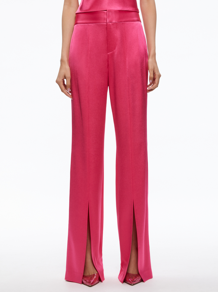 JODY HIGH WAISTED FRONT SLIT PANT - CANDY - Alice And Olivia
