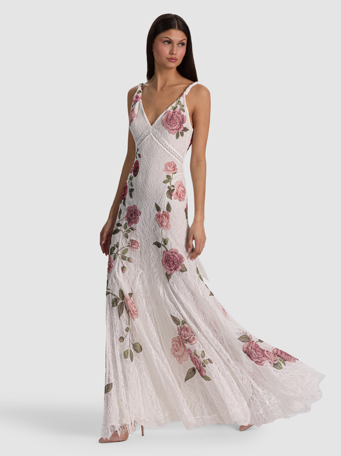 NISA LACE MAXI GOWN - GARDEN GOSSIP OFF WHITE image 4 - ALICE + OLIVIA