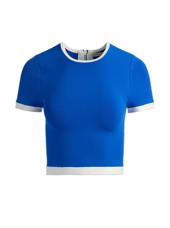 BLUE IRIS/SOFT WHITE-CIARA CROPPED PULLOVER