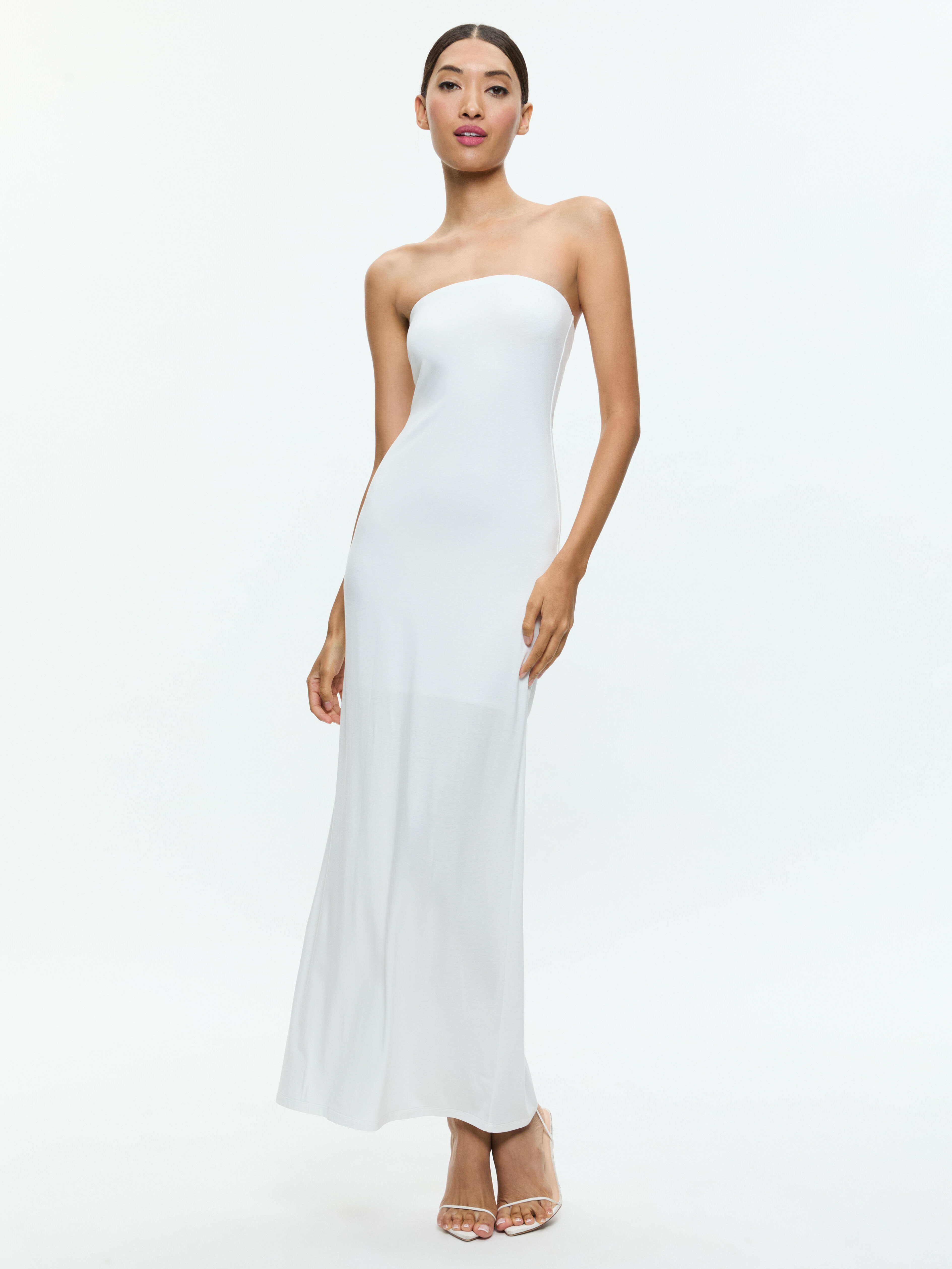White fitted maxi dress store