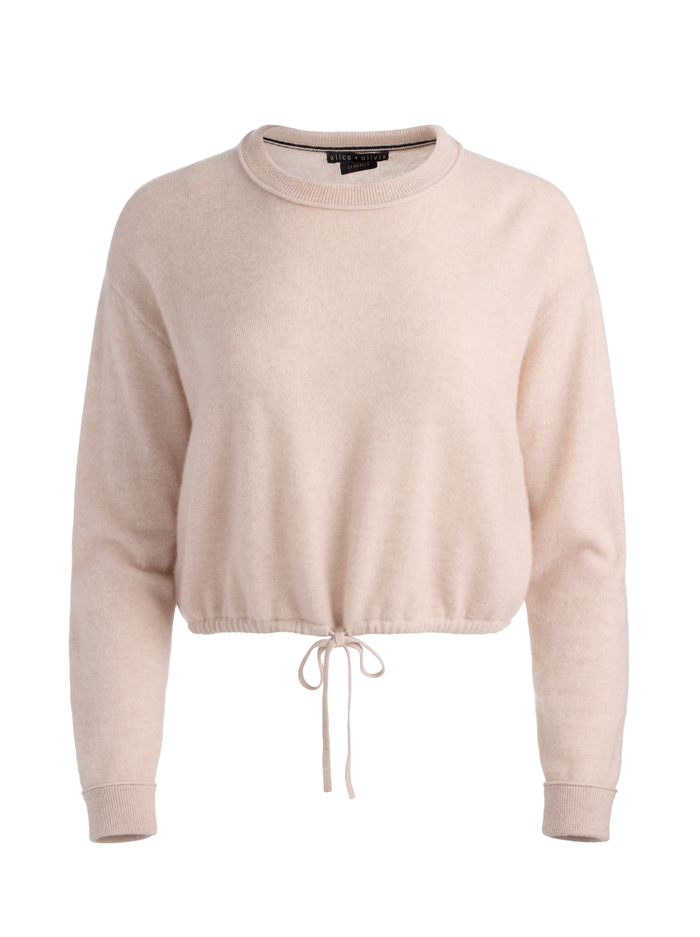 BERNETTA CROPPED DRAWSTRING PULLOVER - OATMEAL HEATHER image 5 - ALICE + OLIVIA