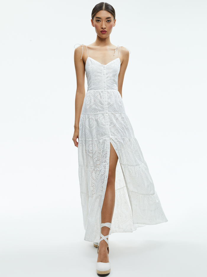 SHANTELLA TIERED BUTTON FRONT MAXI DRESS - OFF WHITE - Alice And Olivia