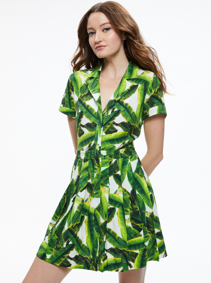 TAMALA BUTTON FRONT SHIRT DRESS - SUN PALM OFF WHITE image 2 - Alice And Olivia