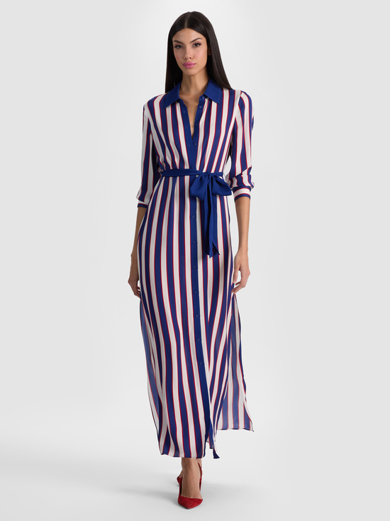 NOVEAU STRIPE TWILIGHT BLUE-CHASSIDY MAXI SHIRT DRESS
