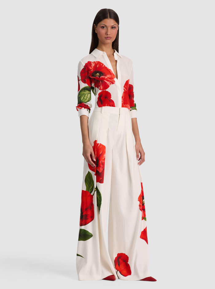 BLAIRE PLEATED LINEN PANT - SUMMER POPPY image 5 - ALICE + OLIVIA