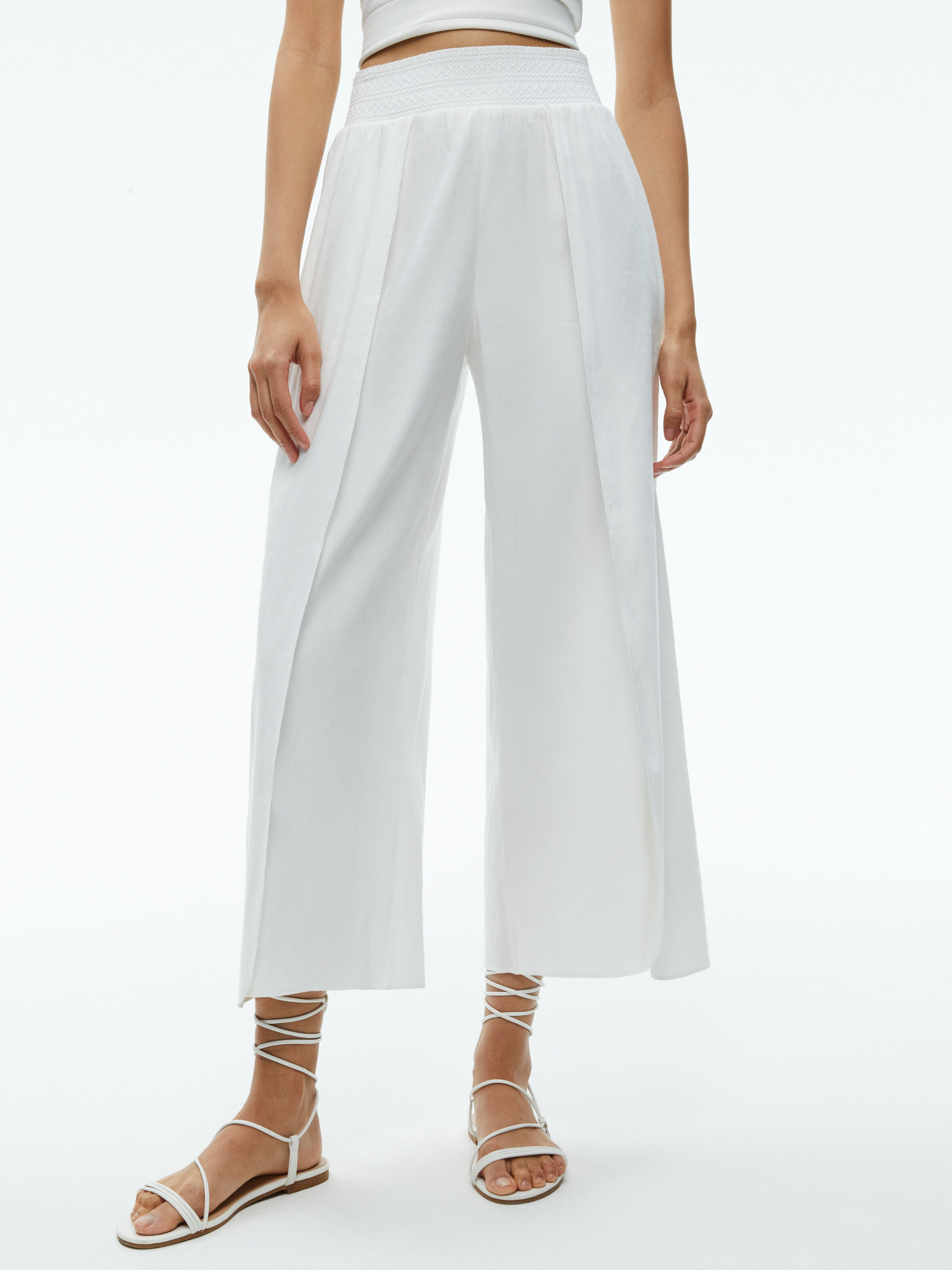 Larissa Linen Pull Up Pant In Off White Alice Olivia