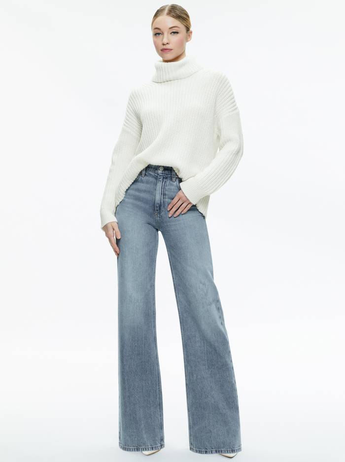 VERE DETACHABLE TURTLENECK SWEATER - SOFT WHITE image 2 - ALICE + OLIVIA