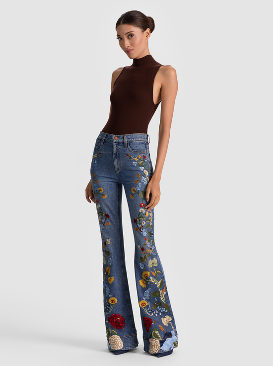 BROOKLYN BLUE/MULTI-BEAUTIFUL EMBROIDERED JEAN