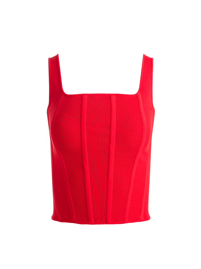 SARIAH CORSET TANK - BRIGHT RUBY image 5 - Alice And Olivia