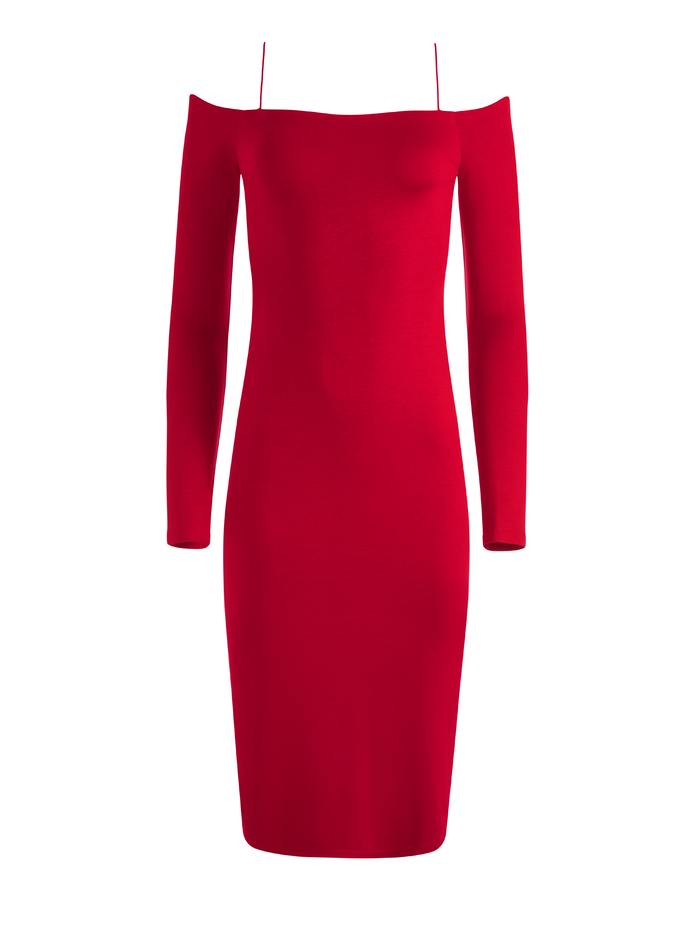 DORINDA OFF THE SHOULDER MIDI DRESS - DEEP RUBY image 5 - Alice And Olivia