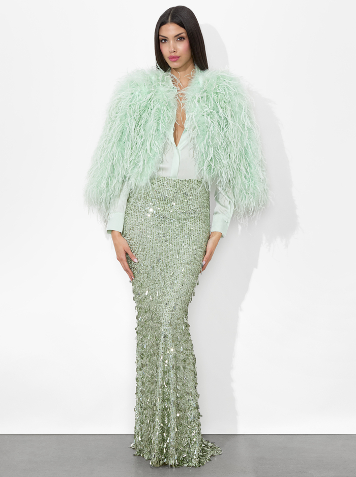 KIDMAN FEATHERED JACKET - SEA SPRAY image 4 - Alice And Olivia