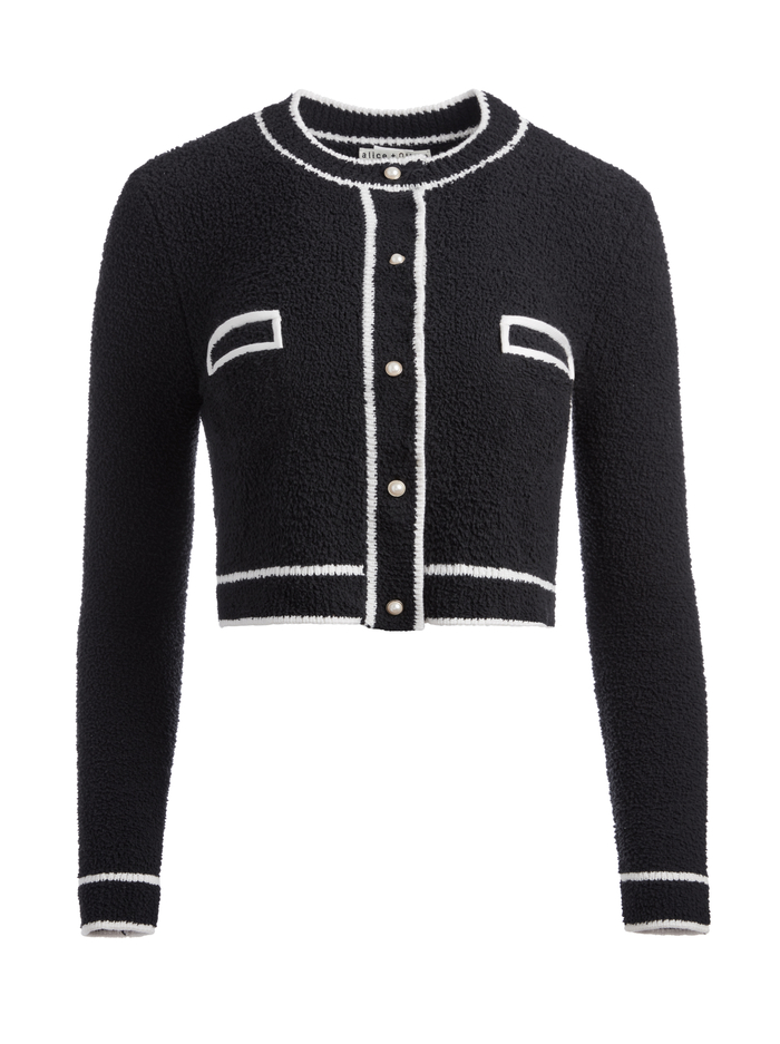 RHODA CROPPED CARDIGAN - BLACK/WHITE image 5 - Alice And Olivia