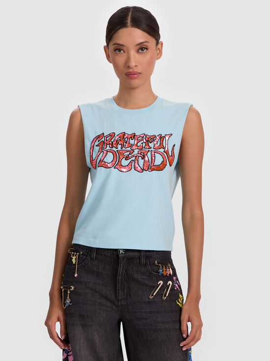 CAROLINA BLUE MULTI-A+O X GRATEFUL DEAD MICAH MUSCLE TANK
