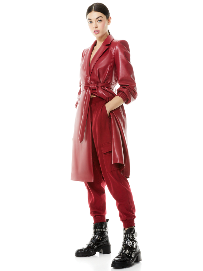 TAMESHA VEGAN LEATHER COAT - DARK BURGUNDY image 4 - Alice And Olivia
