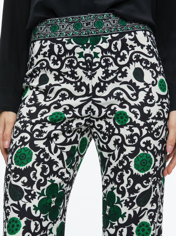 ANDREW HIGH WAISTED BOOTCUT SLIM PANT - MONARCH LIGHT EMERALD SMALL image 3 - Alice And Olivia