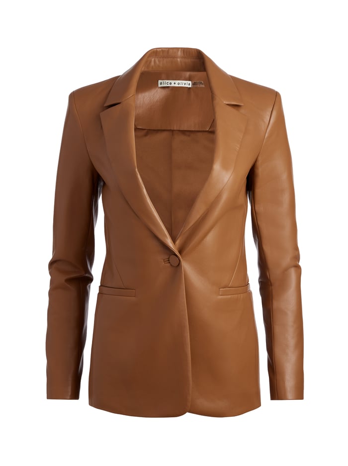 MACEY VEGAN BLAZER - CAMEL image 5 - Alice And Olivia