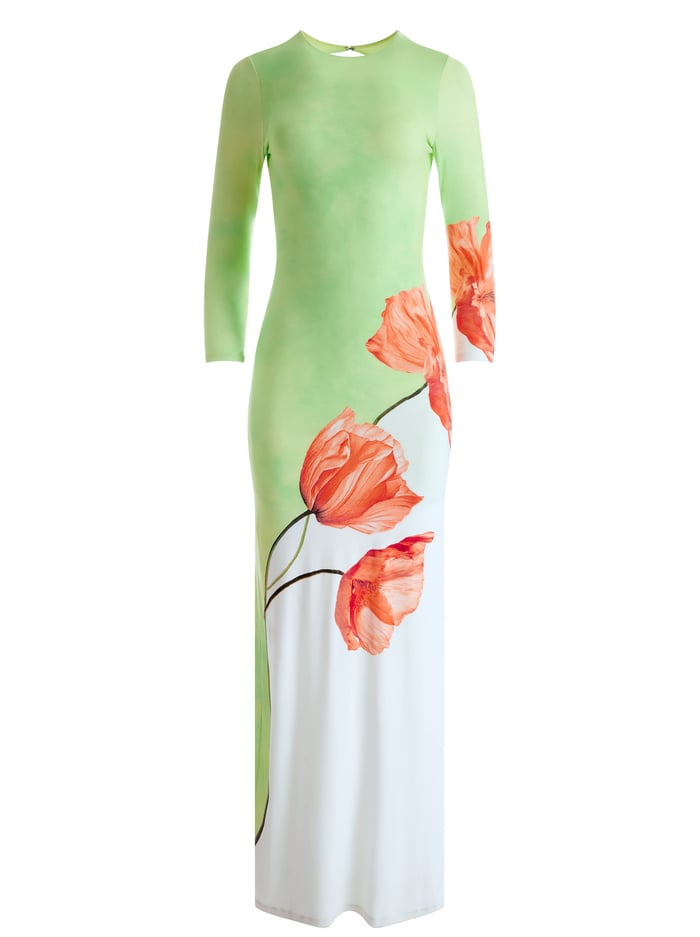 DELORA OPEN BACK CREW NECK MAXI DRESS - DREAM LIFE SHARP GREEN image 5 - Alice And Olivia