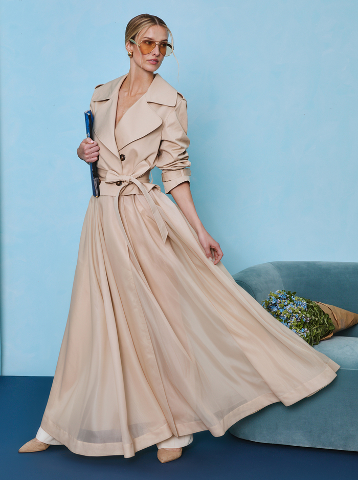 NEVADA SHEER COMBO TRENCH COAT - LATTE - ALICE + OLIVIA
