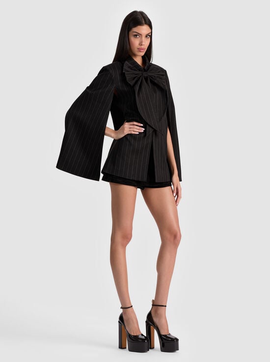 BLACK/OFF WHITE-PHILIPPA BOW CAPE