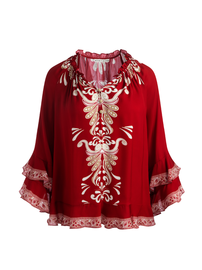 LEONORA TUNIC TOP - SERENADE DARK CHERRY image 5 - Alice And Olivia