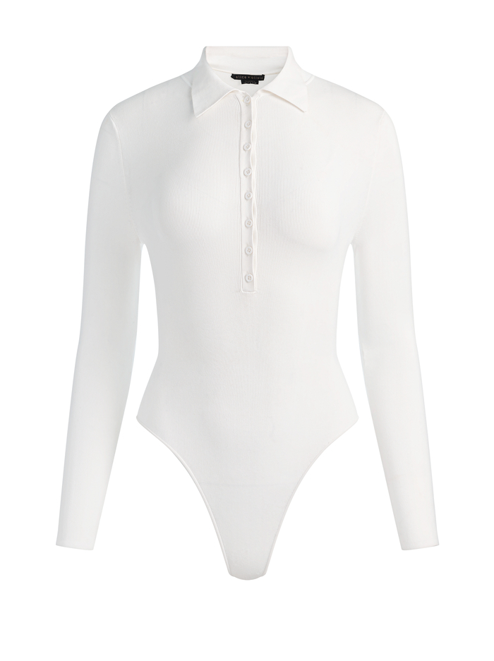 KEENAN POLO BODYSUIT - SOFT WHITE image 5 - ALICE + OLIVIA