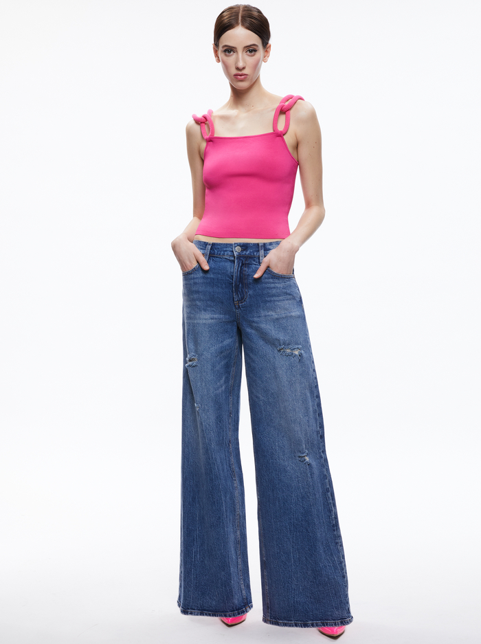 GRETEL TOP WITH CHAIN CORD STRAPS - CANDY image 2 - Alice And Olivia