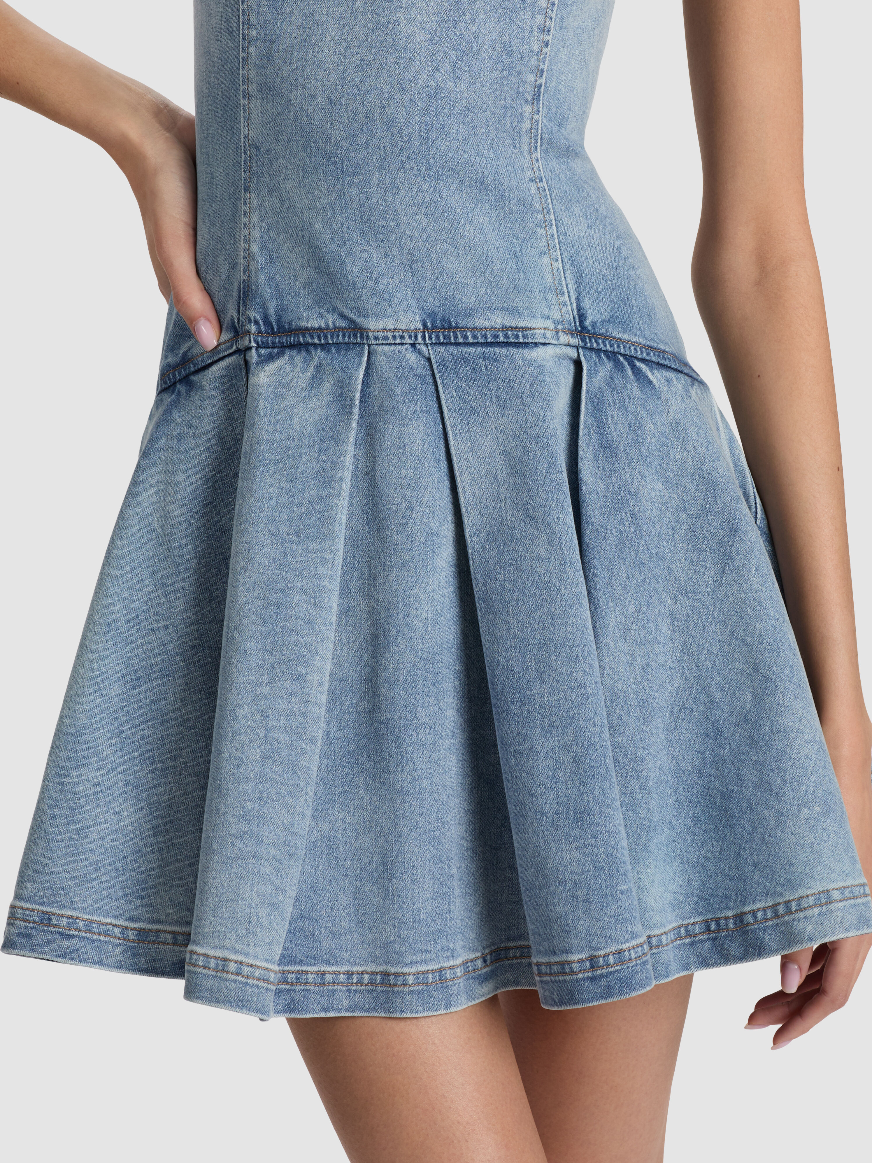 Kaidra Drop Waist Mini Dress In Bright Ruby | Alice + Olivia