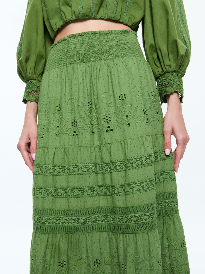 AISHA TIERED MAXI SKIRT - AVOCADO image 3 - Alice And Olivia