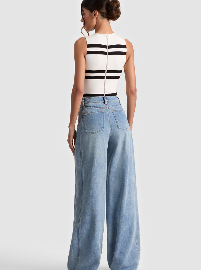 ROTHY BODYSUIT - PADDLEBOARD STRIPE ECRU/BLACK image 4 - Alice And Olivia