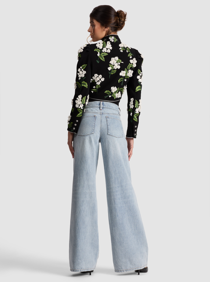 ADDISON BOW JACKET - BLACK/OFF WHITE image 2 - Alice And Olivia