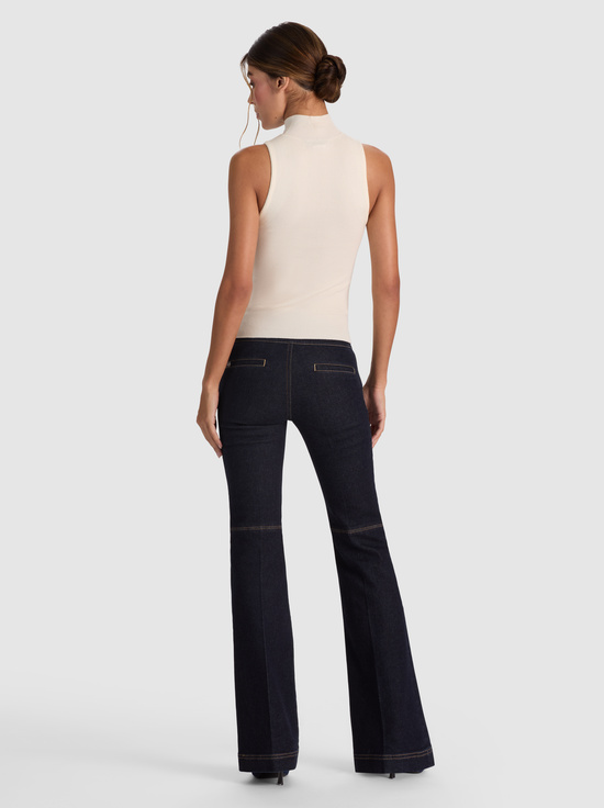 ECRU-DARCEY WOOL SLEEVELESS TURTLENECK