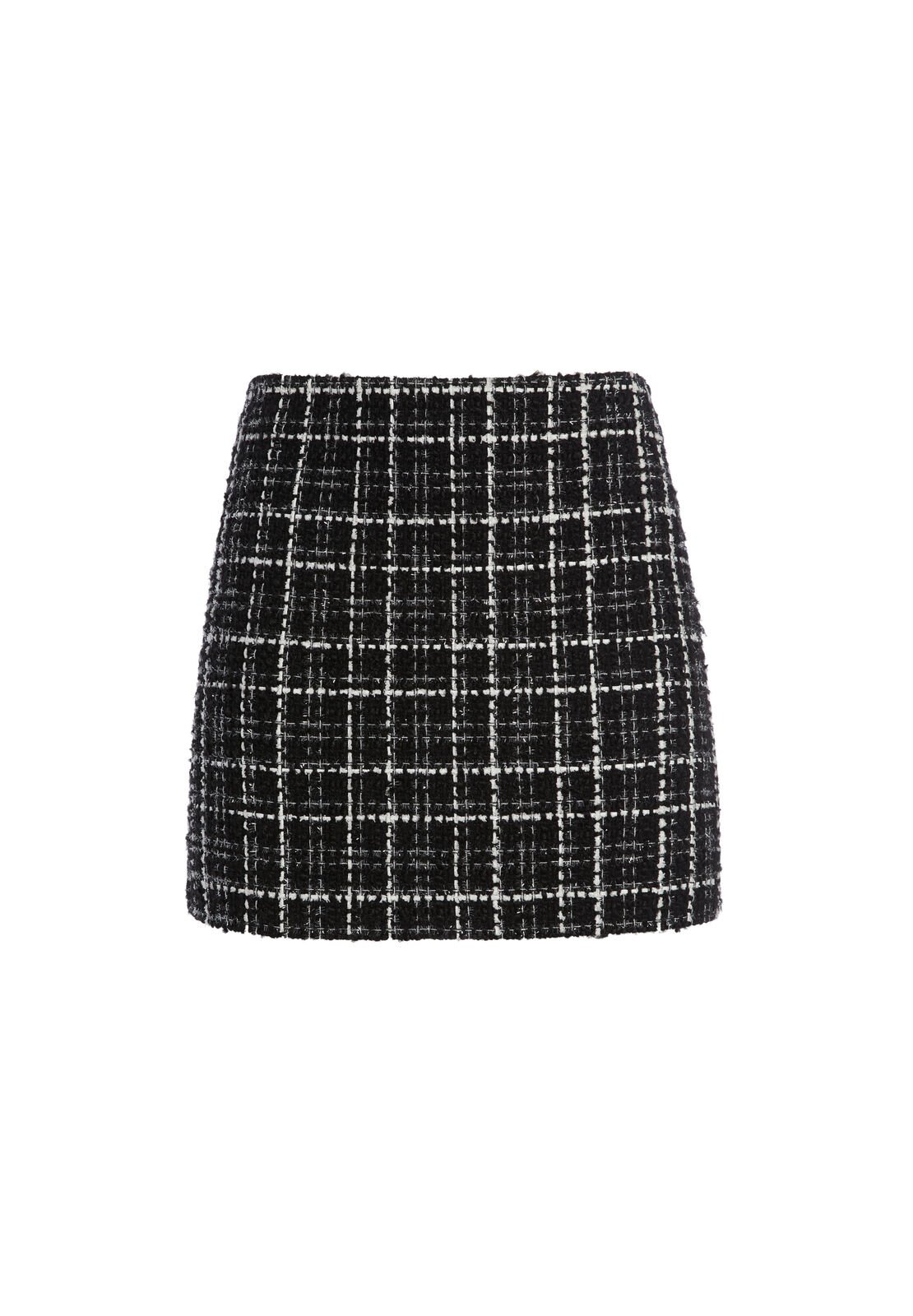 Black and white tweed mini skirt clearance