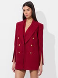 CAMPBELL LINEN BLAZER - DARK CHERRY