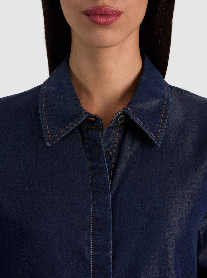 WILLA DENIM BLOUSE - DARK RINSE image 3 - ALICE + OLIVIA